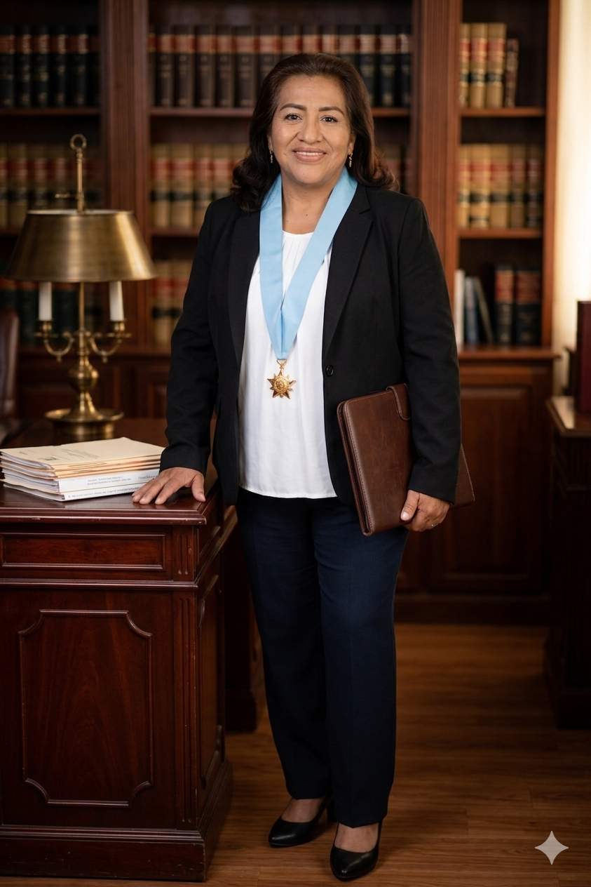 Dra. Teresa Ortiz en oficina con carpeta de trabajo